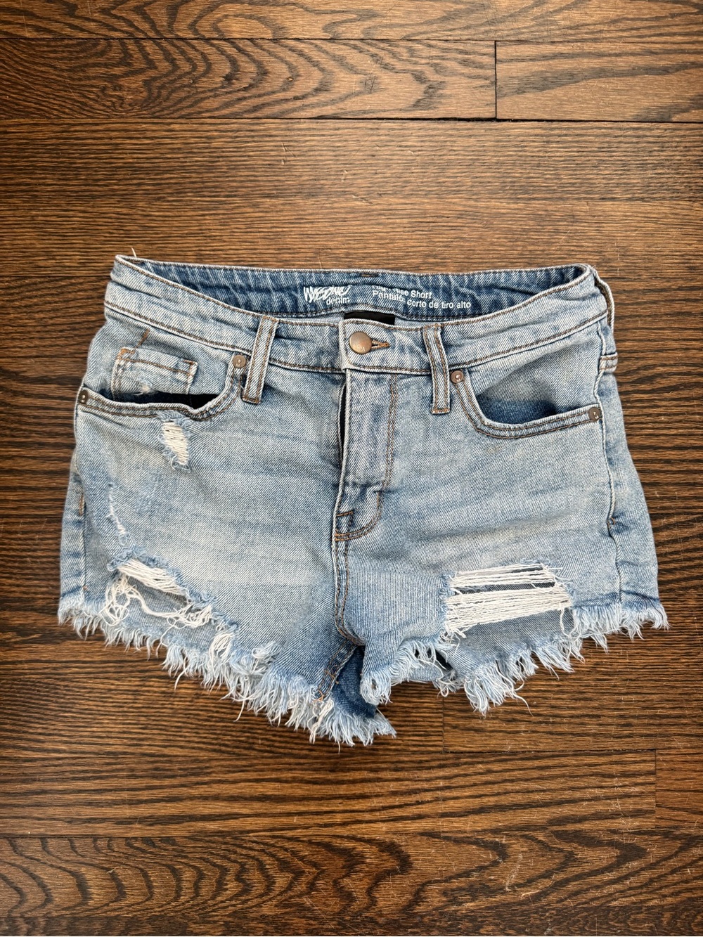 Distressed Light Blue Denim Cutoff Shorts - Women's